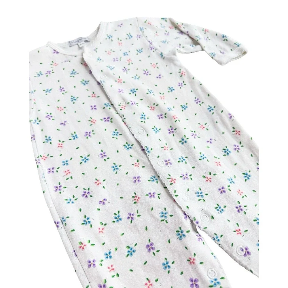 Kissy Kissy Baby Girl 6-9M Floral Pima Cotton Footie Sleeper White Pink